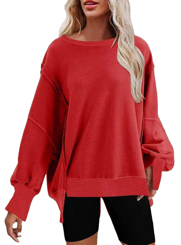 Ženski hoodie s kapuljom, labav kroj, dugi rukavi, jednobojna boja, ulični stil