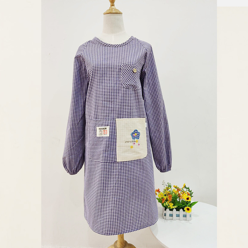 Pamučna pregaca s rukavima, kopčama u patch stilu, reverzibilna, otporna na prljavštinu, za kućanstvo i kuhinju, unisex