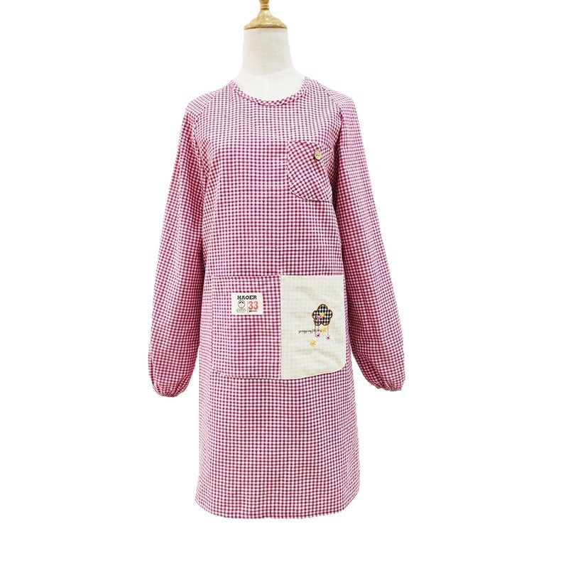 Pamučna pregaca s rukavima, kopčama u patch stilu, reverzibilna, otporna na prljavštinu, za kućanstvo i kuhinju, unisex