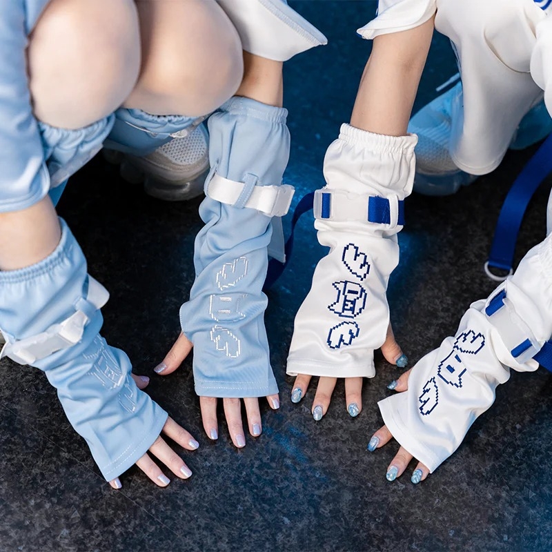 Japanski stil subkulture zaštitne rukavice za sunce za ljeto, crno-bijele pamučne, kratki rukavi, unisex verzija za učenike