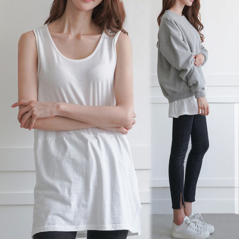 Labavi pamukasti top bez rukava za slojevito nošenje, s otkrivenim rubom, okrugli izrez, japanski streetwear stil