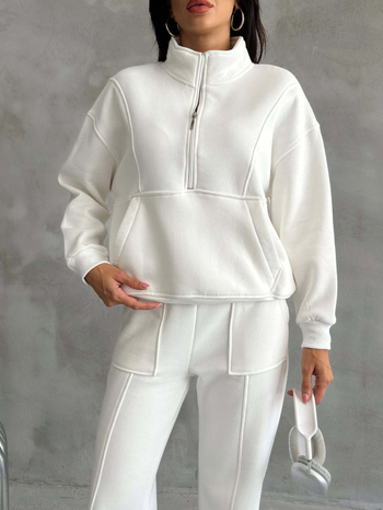 Ženski dvodijeljni fleec set – hoodie i hlače s 3D uzorkom, casual street stil