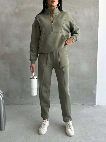 Ženski dvodijeljni fleec set – hoodie i hlače s 3D uzorkom, casual street stil