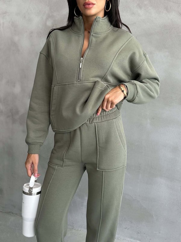Ženski dvodijeljni fleec set – hoodie i hlače s 3D uzorkom, casual street stil