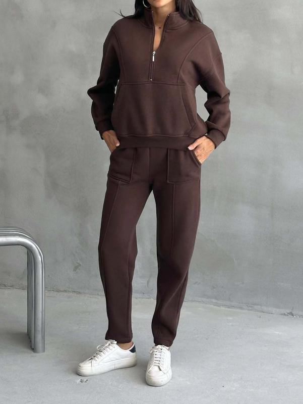 Ženski dvodijeljni fleec set – hoodie i hlače s 3D uzorkom, casual street stil