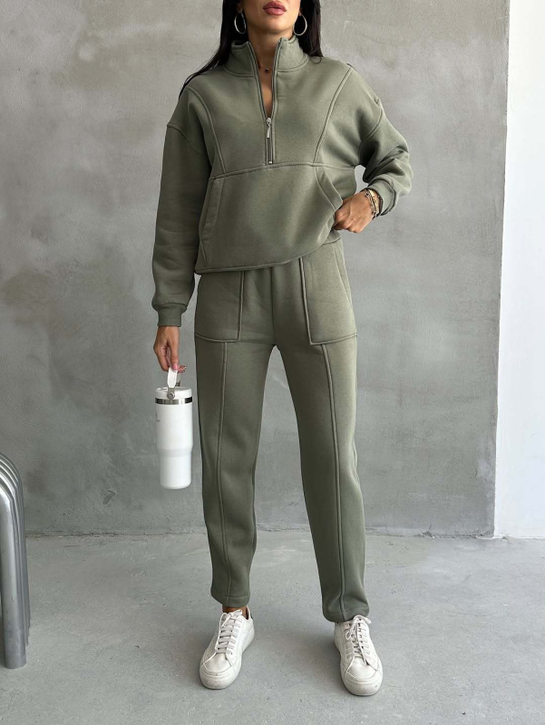 Ženski dvodijeljni fleec set – hoodie i hlače s 3D uzorkom, casual street stil