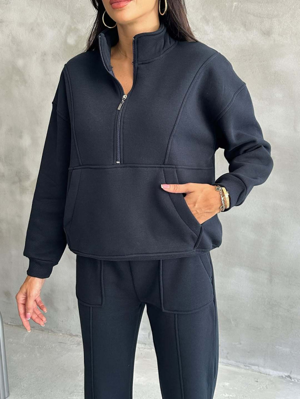 Ženski dvodijeljni fleec set – hoodie i hlače s 3D uzorkom, casual street stil