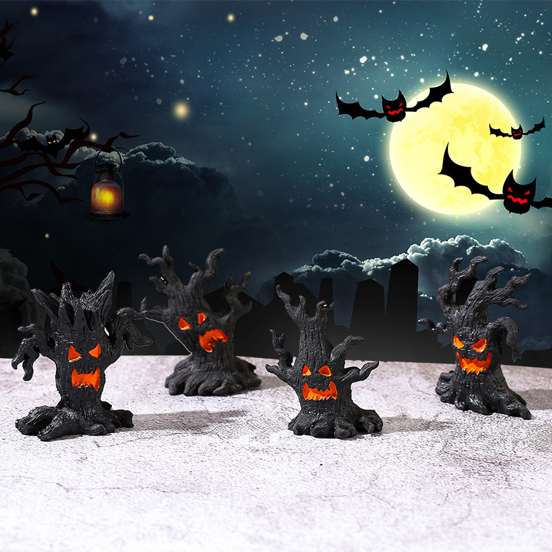 Halloween rezin ukras za mini krajolike s duhom drveta