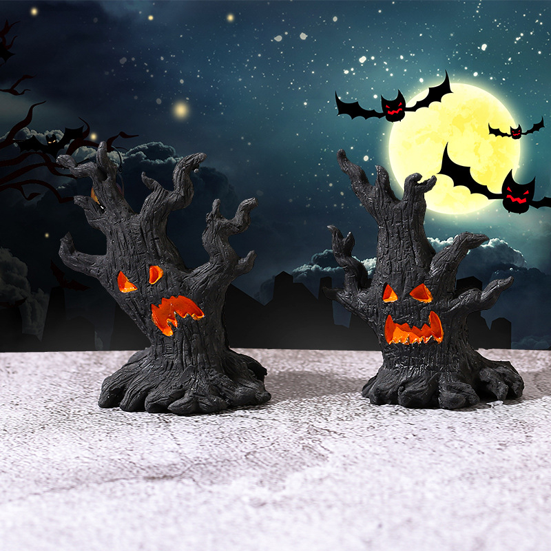 Halloween rezin ukras za mini krajolike s duhom drveta