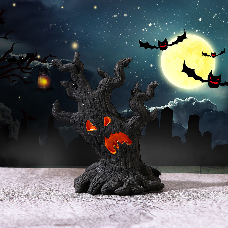 Halloween rezin ukras za mini krajolike s duhom drveta