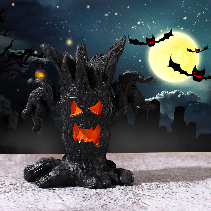 Halloween rezin ukras za mini krajolike s duhom drveta