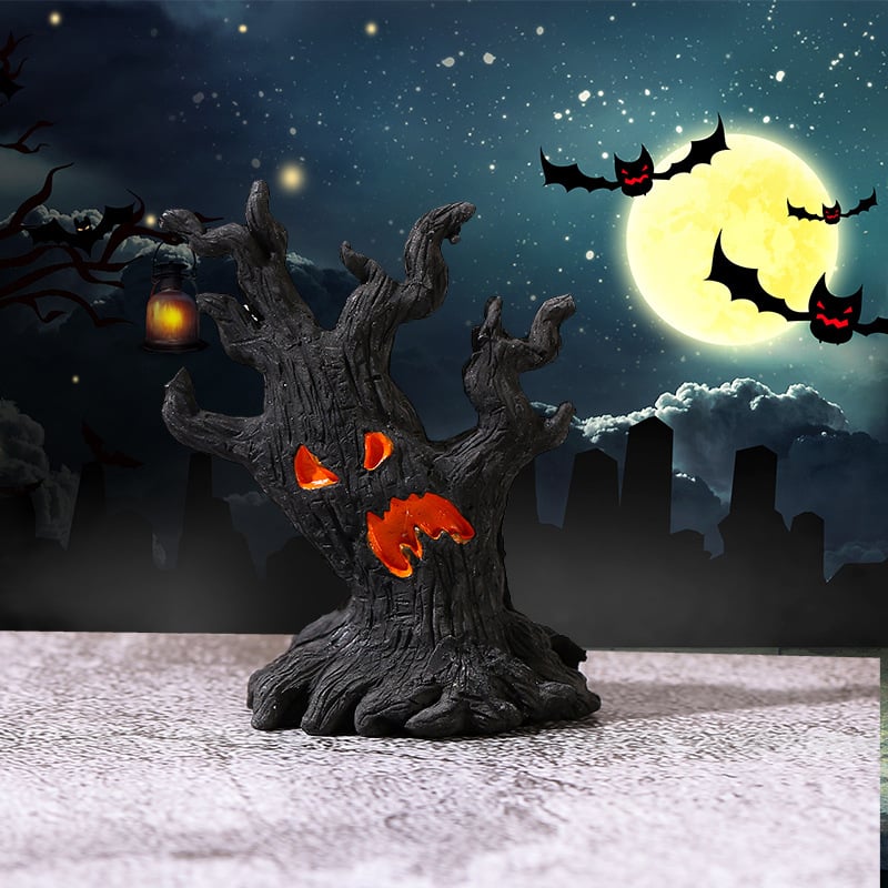 Halloween rezin ukras za mini krajolike s duhom drveta