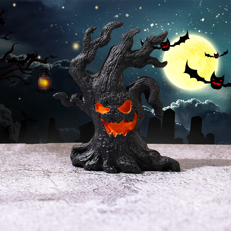 Halloween rezin ukras za mini krajolike s duhom drveta