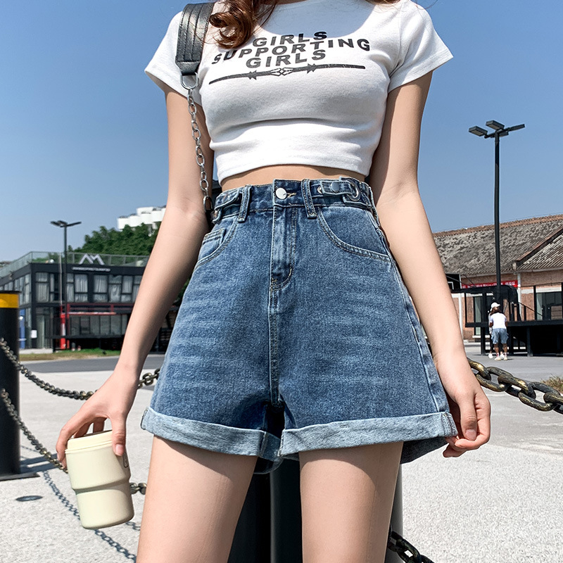 Ženske traper šorc s visokim strukom, ljeto 2025, opušten kroj, street hipster stil, dužina 3/4
