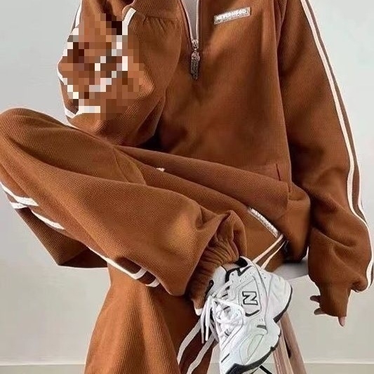 Opušteni sportski komplet s hoodiejem i hlačama, korejski stil, jesen, studentska moda, casual, plus size, dvodjelni set