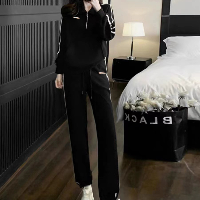 Opušteni sportski komplet s hoodiejem i hlačama, korejski stil, jesen, studentska moda, casual, plus size, dvodjelni set