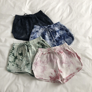 Ženske sportske šorce s thai tie-dye printom, opuštenog širokog kroja, visokim strukom, HyunA-inspiriran stil, za trčanje i plažu