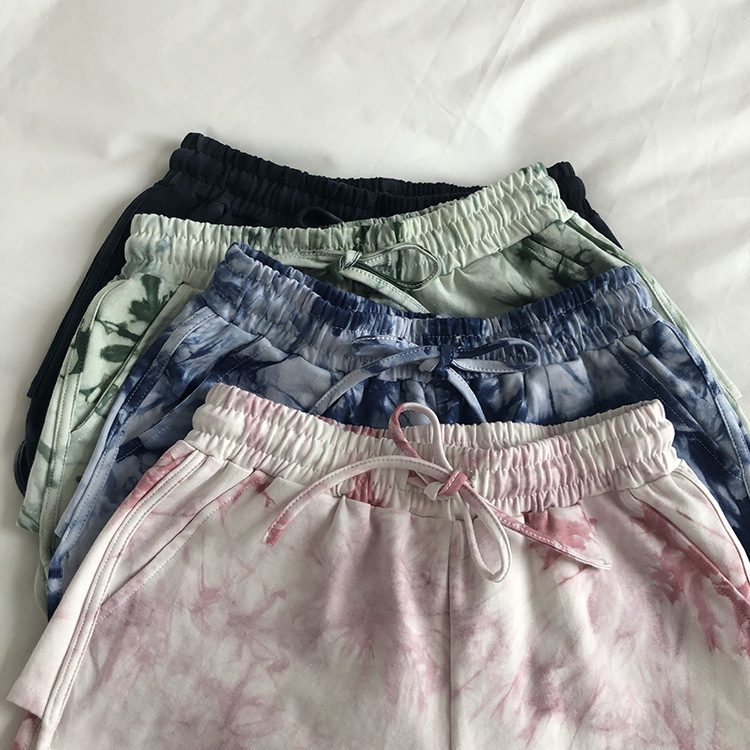 Ženske sportske šorce s thai tie-dye printom, opuštenog širokog kroja, visokim strukom, HyunA-inspiriran stil, za trčanje i plažu