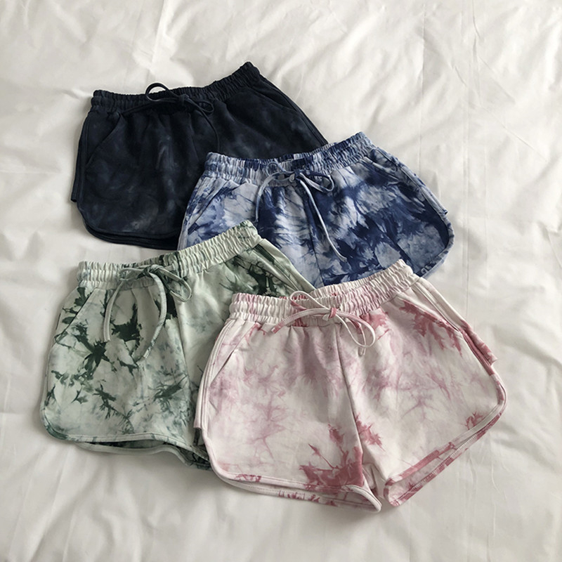 Ženske sportske šorce s thai tie-dye printom, opuštenog širokog kroja, visokim strukom, HyunA-inspiriran stil, za trčanje i plažu