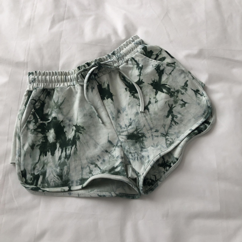 Ženske sportske šorce s thai tie-dye printom, opuštenog širokog kroja, visokim strukom, HyunA-inspiriran stil, za trčanje i plažu