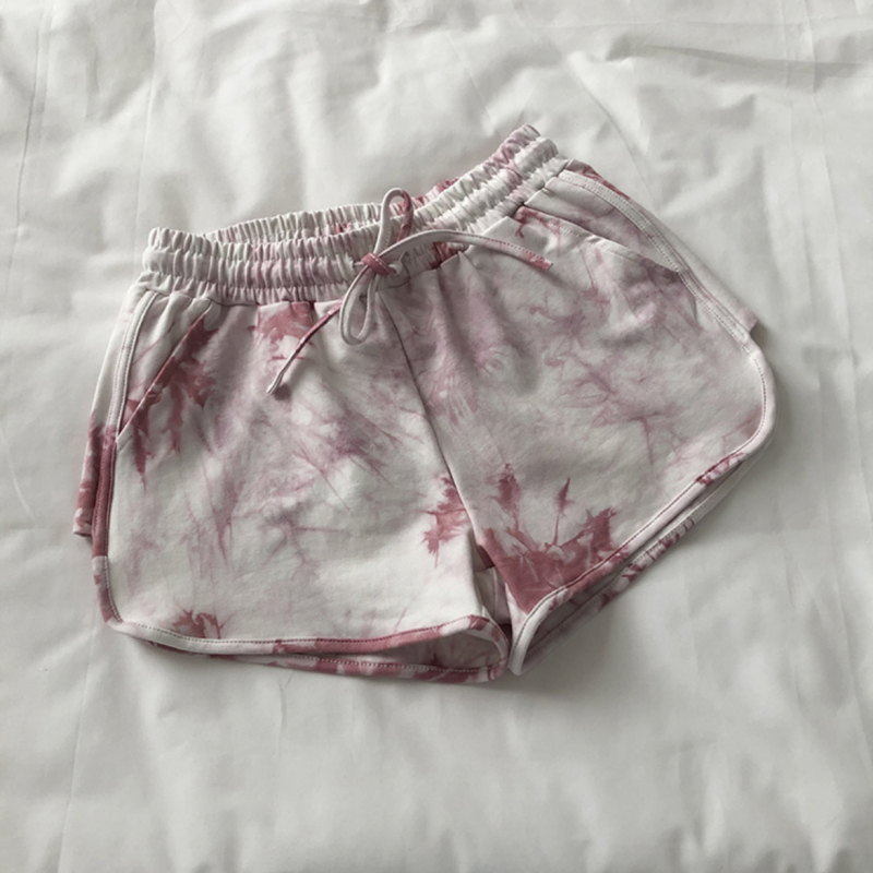 Ženske sportske šorce s thai tie-dye printom, opuštenog širokog kroja, visokim strukom, HyunA-inspiriran stil, za trčanje i plažu