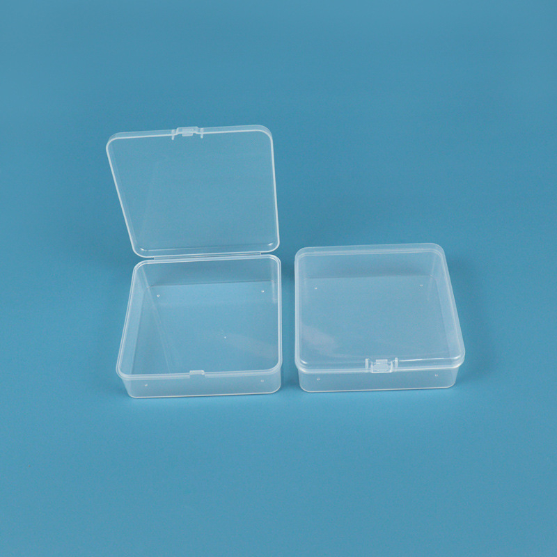 Kvadratna prozirna kutija za prikaz i pohranu nakita i perlica – PP plastična kutija s poklopcem, dimenzije 11,5×11,5×3,6 cm