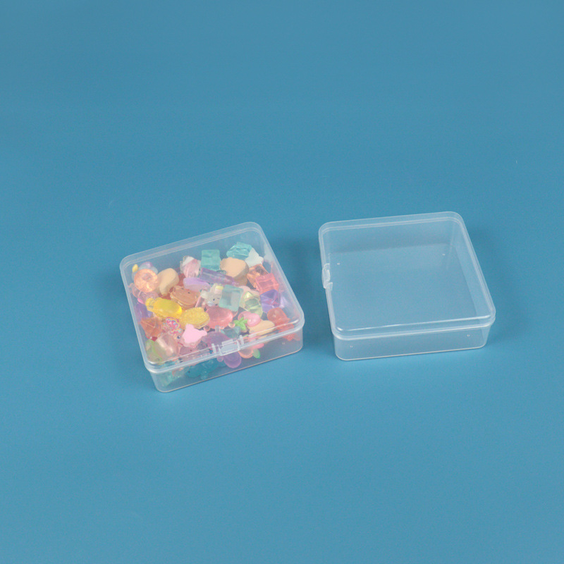 Kvadratna prozirna kutija za prikaz i pohranu nakita i perlica – PP plastična kutija s poklopcem, dimenzije 11,5×11,5×3,6 cm