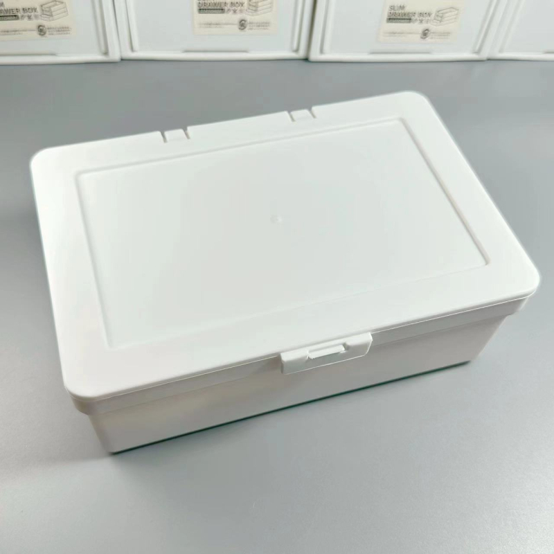 Bijela kutija za skladištenje s preklopnim poklopcem, stolni organizator za školske materijale i perle, PP plast, 1 L