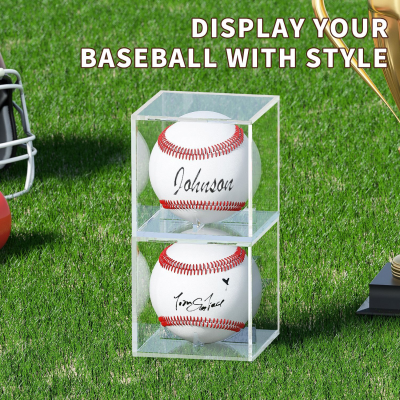 Prozirna akrilna kutija za prikaz baseballa, kvadratnog oblika, 8 × 8 × 8 cm