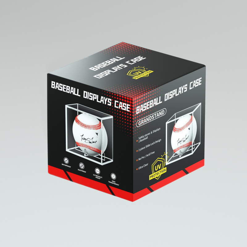 Prozirna akrilna kutija za prikaz baseballa, kvadratnog oblika, 8 × 8 × 8 cm
