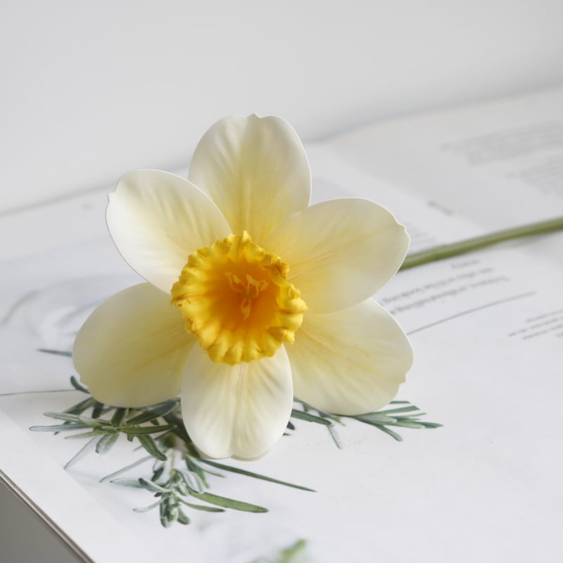 Umjetni narcis, s jednim stabljikom, za kućnu dekoraciju i fotografski rekvizit