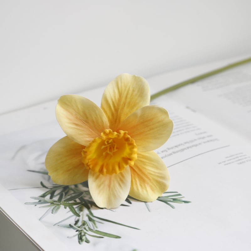 Umjetni narcis, s jednim stabljikom, za kućnu dekoraciju i fotografski rekvizit