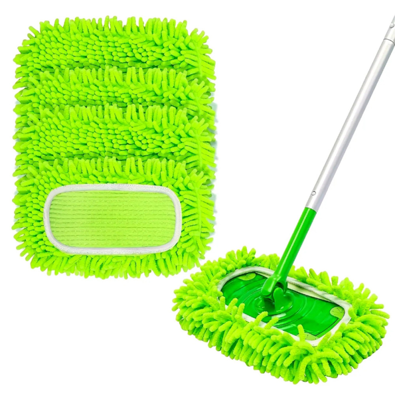 Kompatibilno s Swiffer Sweeper plosnatim mopom, zelena Chenille zamjenska glava za suho i mokro čišćenje