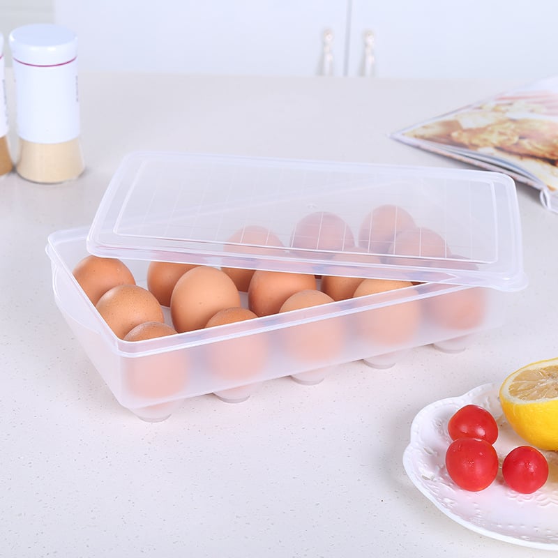 Plastična kutija za jaja s 15 pretinaca za kuhinju, s poklopcem, prenosiva