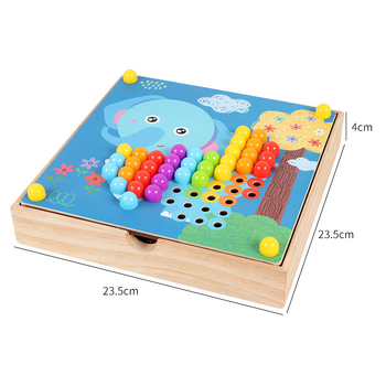 Drveni trodimenzionalni puzzle s velikim gumb-pegovima – DIY obrazovna igra za prepoznavanje boja djeci