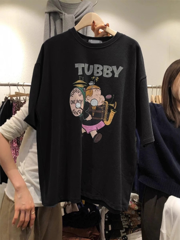 Ženski pamukasti T‑shirt s printom crtića, slobodan kroj, kratki rukavi, okrugli izrez, ljeto 2025