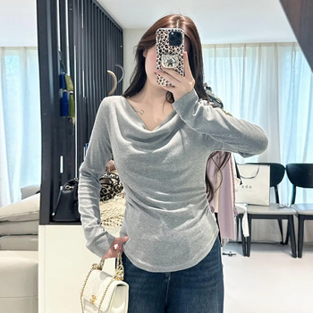 Plus-size ženska majica s dugim rukavima od Derong baršuna, jesen-zima nova kolekcija, elegantan vitak kroj