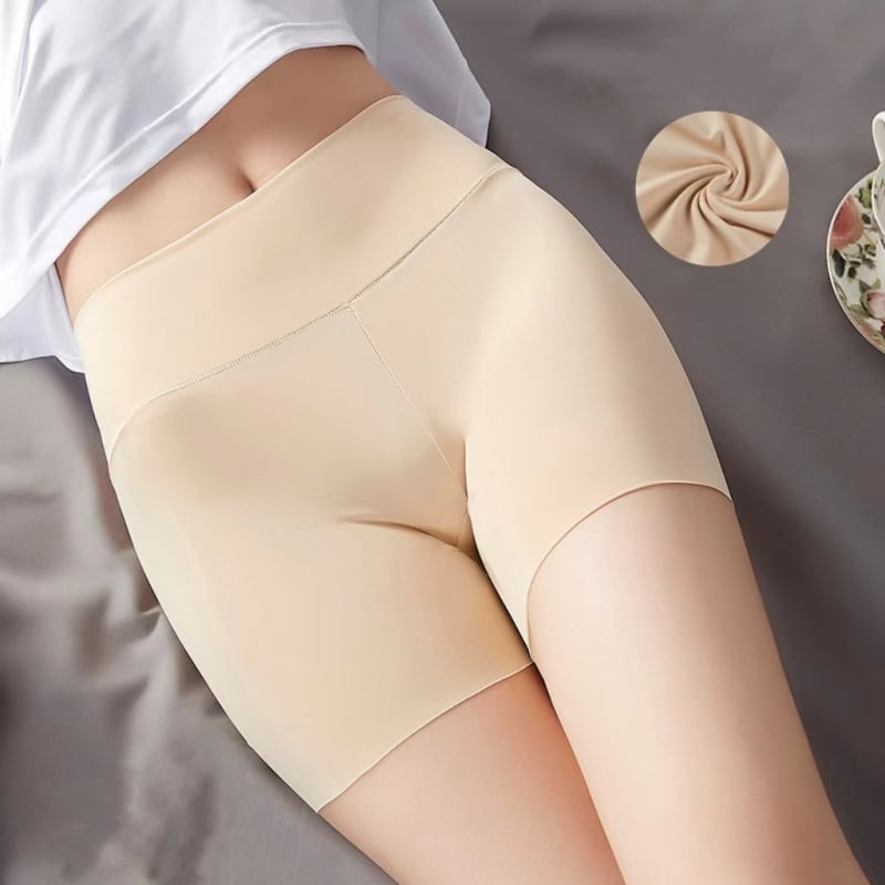 Ženske bezšivne gaćice s visokim strukom i integriranim zaštitnim šorcima, prozračni Ice Silk materijal