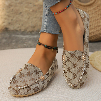 Női lélegző denim felsőrésszel rendelkező slip-on lapos talpú cipő, etnikus stílusú mindennapi cipő