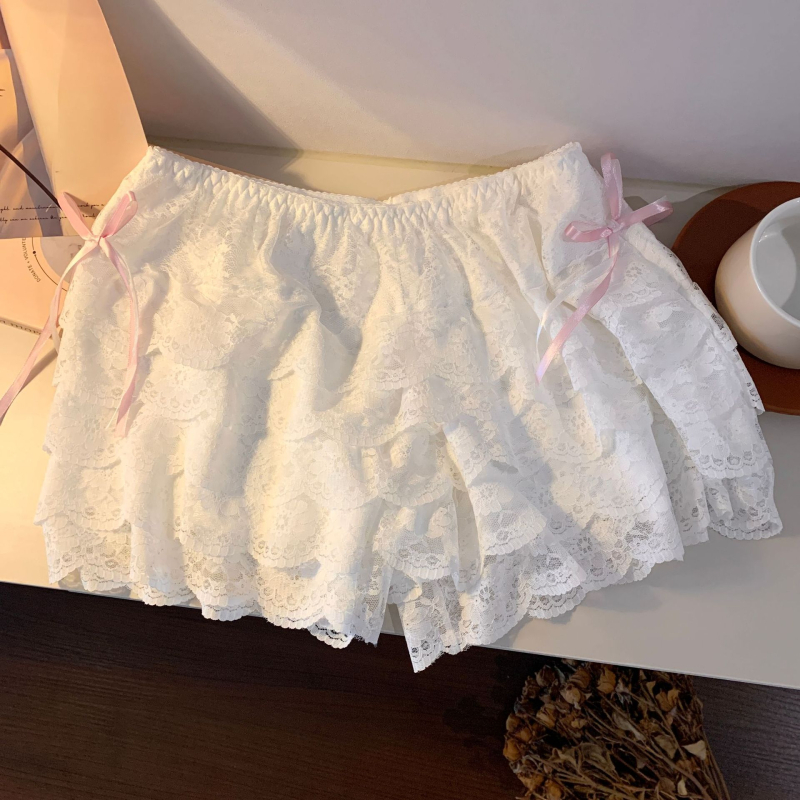 Női csipkés leggings beépített védő rövidnadrággal – középmagas derekú, nyári virágmintás
