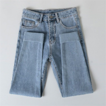 Ženske uske traperice visokog struka, kroj olovke, duljina 9/10, rastezljivi denim