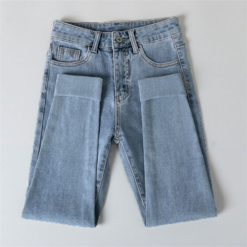 Ženske uske traperice visokog struka, kroj olovke, duljina 9/10, rastezljivi denim