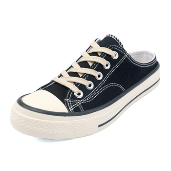2024 nyári vászoncipő, hátul nyitott, koreai stílusú, lapos slip-on