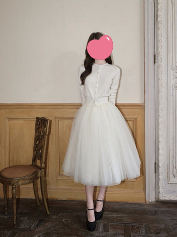 Francuska mrežasta midi suknja, A-linija, tutu, dvorski stil, klasičan dizajn za žene