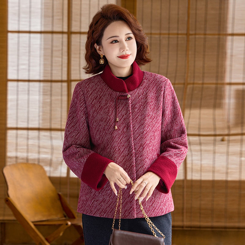 2025 nova jesensko-zimska vunena jakna s flis podšitím za žene srednje i starije dobi