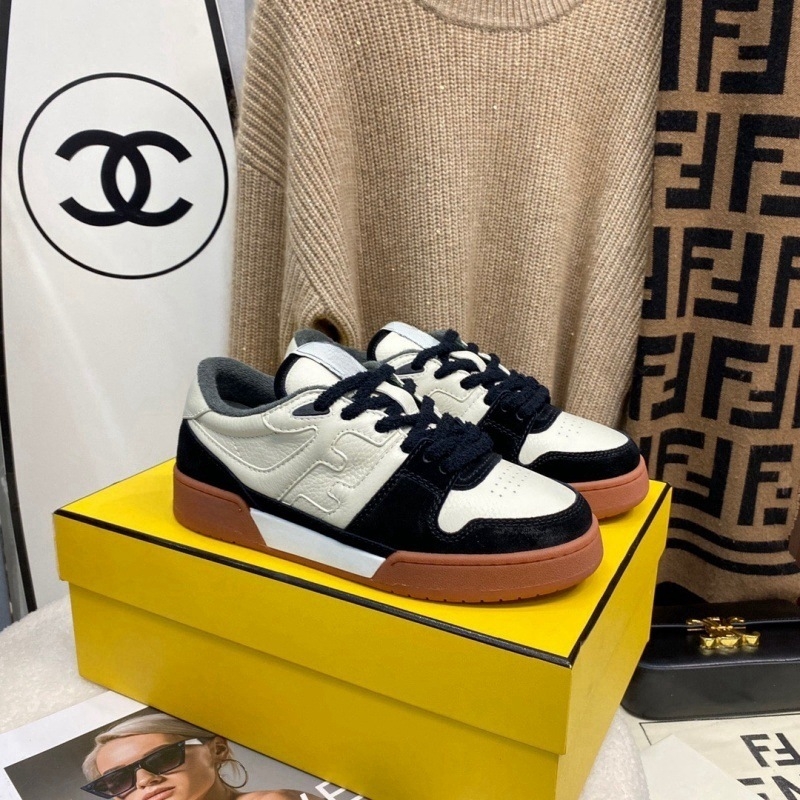 Top Edition F Brand Tenisice s velur panelima od prve kože, unisex, boja blok – bijelo-crne sportske casual tenisice