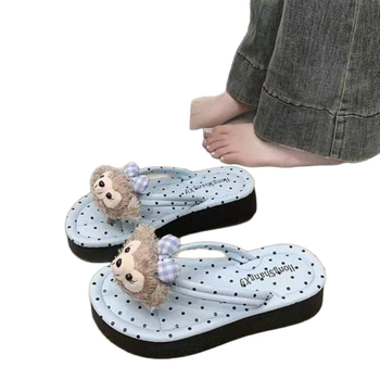 Ženske sandale s debelim đonom i dizajnom Duffy medvjeda, ljetne plažne sandale, PVC gornji dio i đon, ravna peta, debljina đona 3–5 cm