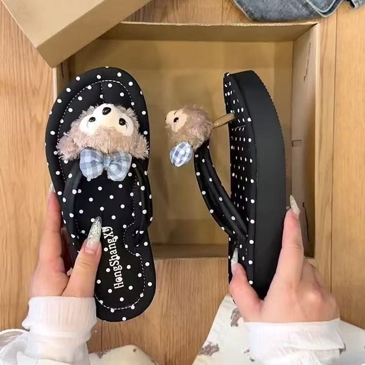 Ženske sandale s debelim đonom i dizajnom Duffy medvjeda, ljetne plažne sandale, PVC gornji dio i đon, ravna peta, debljina đona 3–5 cm