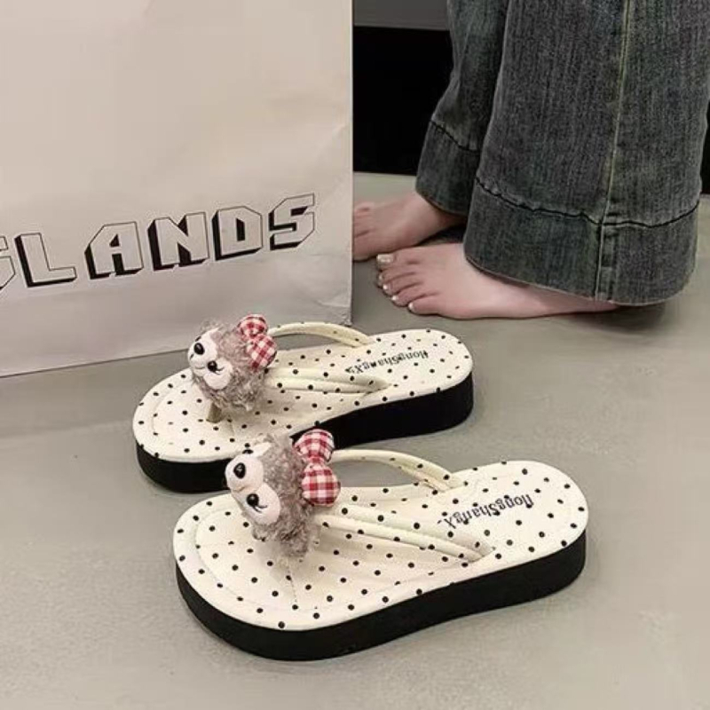 Ženske sandale s debelim đonom i dizajnom Duffy medvjeda, ljetne plažne sandale, PVC gornji dio i đon, ravna peta, debljina đona 3–5 cm