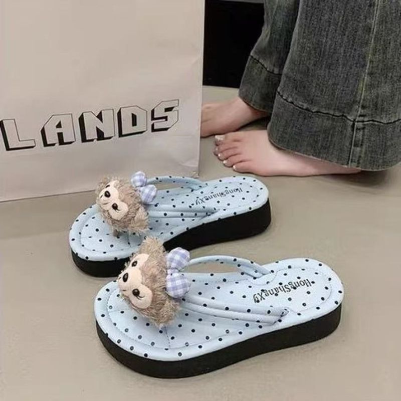 Ženske sandale s debelim đonom i dizajnom Duffy medvjeda, ljetne plažne sandale, PVC gornji dio i đon, ravna peta, debljina đona 3–5 cm